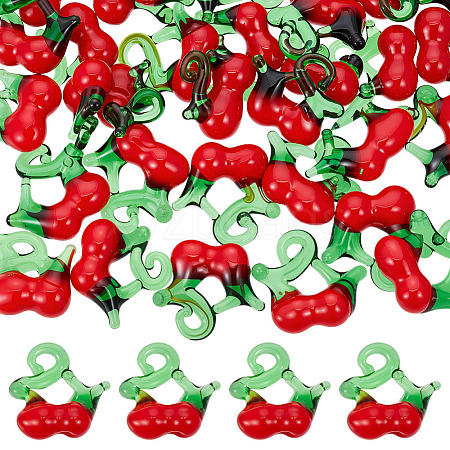 40Pcs Handmade Lampwork Pendants LAMP-ME0001-22-1