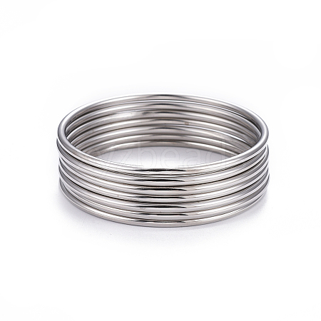 7Pcs 201 Stainless Steel Plain Bangle Sets for Women BJEW-L664-022B-P02-1
