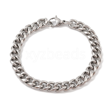 Non-Tarnish 304 Stainless Steel Cuban Link Chain Bracelets for Men BJEW-B096-35A-P-1