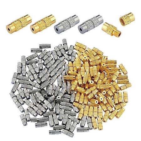 200 Sets 2 Colors Column Brass Screw Clasps KK-SZ0006-33-1