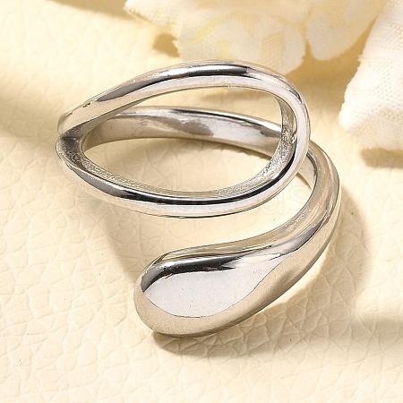 304 Stainless Steel Open Cuff Rings for Women RJEW-A054-02P-1