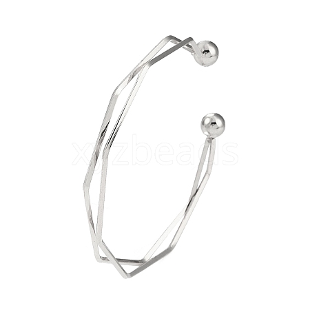 Non-Tarnish 304 Stainless Steel 2 Line Open Cuff Bangles for Women BJEW-S155-02P-1