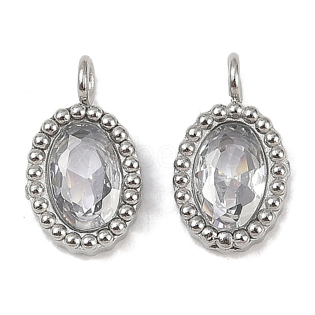 304 Stainless Steel Micro Pave Cubic Zirconia Charms STAS-K302-01E-P-1