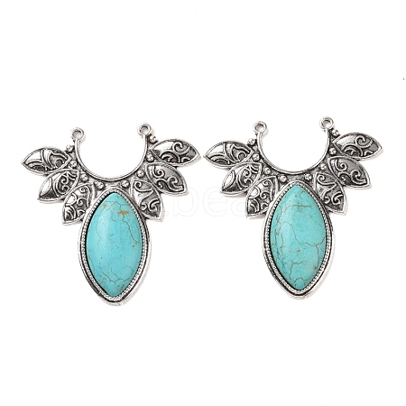 Synthetic Turquoise Big Pendants PALLOY-K001-049-1