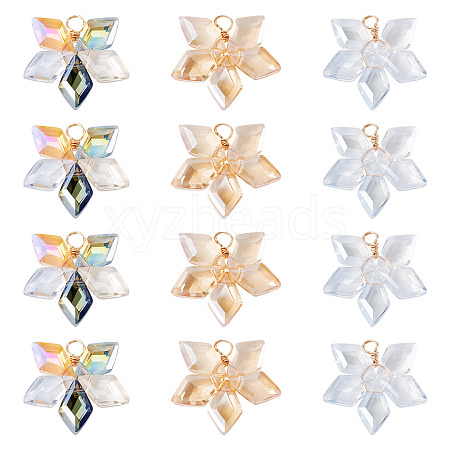 18Pcs 3 Styles Glass Pendants PALLOY-TA00343-1