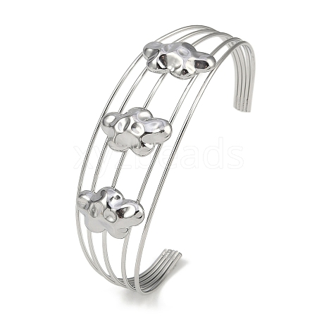 Non-Tarnish 304 Stainless Steel Hollow Open Cuff Bangles BJEW-Q348-03P-09-1