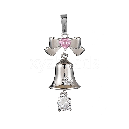 Rack Plating Brass with Cubic Zirconia Pendants KK-Q010-15P-1