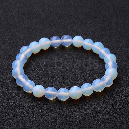 Opalite Beaded Stretch Bracelets X-BJEW-F203-01-1