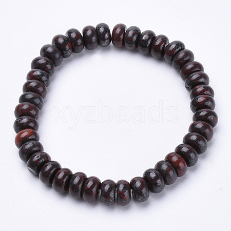 Natural Bloodstone Gemstone Beaded Stretch Bracelets BJEW-S127-06-1