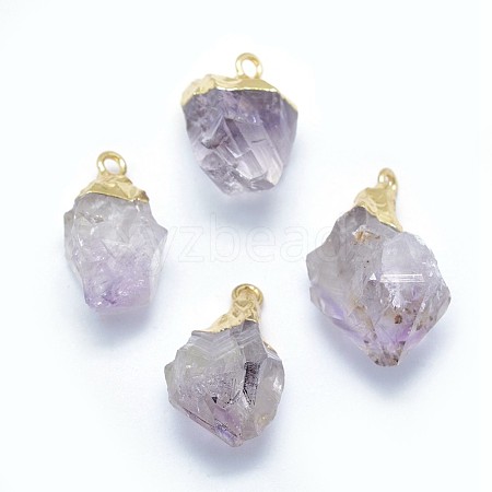 Natural Amethyst Pendants G-P383-13G-1