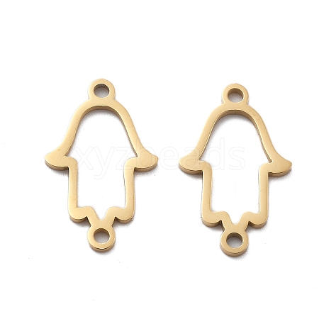 304 Stainless Steel Hollow Hamsa Hand Connector Charms STAS-M111-35G-1