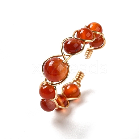 Adjustable Natural Carnelian with Brass Rings G-B075-01G-09-1