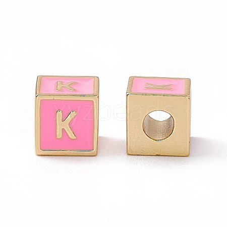 Rack Plating Brass Enamel Beads KK-B060-04G-05K-1