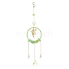 Teardrop Flower Glass & Acrylic Beads Suncatcher with 201 Stainless Steel Fairy Pendants HJEW-JM04988-01-1