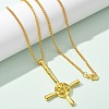 Cross & Star Alloy Pendant Pendant Twisted Chain Necklaces for Women NJEW-NH0001-03G-2