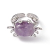 Natural Amethyst Crab Open Cuff Ring RJEW-I090-01P-10-2