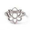 Non-Tarnish 201 Stainless Steel Flower Finger Ring RJEW-J051-32P-2