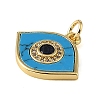 Brass Micro Pave Black Cubic Zirconia & Synthetic Turquoise Pendants CU-CBA6938-01G-02-2