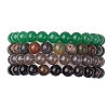 4Pcs Constellation 8mm Round Natural Gray Agate & Green Aventurine & Indian Agate & Black Onyx(Dyed & Heated) Beaded Stretch Bracelets for Women BJEW-JB10632-1