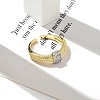 Brass Micro Pave Clear Cubic Zirconia Cuff Finger Rings for Women RJEW-B112-04GP-3