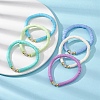 6Pcs 6 Color Polymer Clay Disc & Rhinestone Beaded Stretch Bracelets Set BJEW-JB09673-5