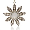 Antique Silver Plated Alloy Cat Eye Flower Big Pendants PALLOY-J225-01AS-1