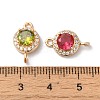 Brass Micro Pave Clear Cubic Zirconia Flat Round Links Connector Charms KK-C062-031G-3