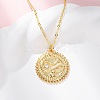 Brass Micro Pave Clear Cubic Zirconia Flat Round with Snake Pendant Necklaces NJEW-S438-02A-G-2