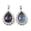 Natural Fluorite & Rhinestone Pendants G-K338-31P-01-1