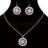 Flower Alloy Enamel Pendant Necklaces & Dangle Earrings Sets WG8932C-02-2