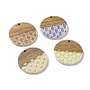 Opaque Resin & Walnut Wood Pendants RESI-N025-046-1