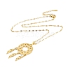 Woven Net/Web with Feather 304 Stainless Steel Boho Pendant Necklaces for Women NJEW-G087-06G-3