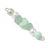 4Pcs 4 Colors Acrylic Pearl & Natural Green Aventurine & Natural Sunstone & Cherry Quartz Glass & Natural Ametrine Gemstone Chip Heart Connector Charms PALLOY-JF03340-01-4