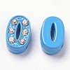 Alloy Spray Painted Number Slide Charms X-ENAM-C1493-2