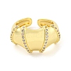 Brass Micro Pave Cubic Zirconia Open Cuff Ring for Women AJEW-U003-09G-2