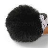 Imitation Rex Rabbit Fur Ball & PU Leather Cat Pendant Keychain X1-KEYC-K018-05KCG-04-3