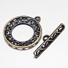 Filigree Brushed Brass Ring Toggle Clasps KK-L116-28AB-NF-2