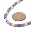 Natural Blue Spot Jasper & Pearl & Crystal Rhinestone Beaded Necklace for Women NJEW-JN04209-01-3