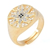 Sun with Eye Brass Micro Pave Clear Cubic Zirconia Adjustable Rings for Women RJEW-Q819-15G-1