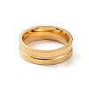 201 Stainless Steel Grooved Line Finger Ring for Women RJEW-I089-30G-2