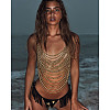 Plastic Imitation Pearl Round Beaded Multi-Layer Sexy Bikini Chest Body Chains WG29523-02-1