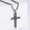 Retro Minimalist Stainless Steel Fashion Cross Pendant Punk Hip-hop Street Box Chain Necklaces for Men NZ5198-2-1