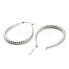 Non-Tarnish 304 Stainless Steel Textured Teardrop Hoop Earrings EJEW-B023-19P-2