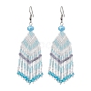 Glass Seed Beaded Tassel Dangle Earrings for Women EJEW-MZ00202-1