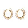 Natural Pearl Beads Brass Hoop Earrings EJEW-JE04565-01-2