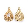 Brass Micro Pave Cubic Zirconia Pendants ZIRC-L070-54G-2