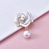 Pearl Camellia Flower Brooch Pin Rhinestone Crystal Brooch Flower Lapel Pin for Birthday Party Anniversary T-shirt Dress Clothing Accessories Jewelry Gift JBR097B-3
