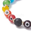 Evil Eye Lampwork & Synthetic Hematite & Natural Lava Rock Round Beaded Strech Bracelet for Women BJEW-JB09363-4