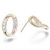 Brass Micro Pave Clear Cubic Zirconia Stud Earring KK-N232-09-NF-2