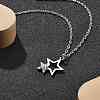 304 Stainless Steel Crystal Rhinestone Double Star Pendant Cable Chain Necklaces NJEW-Z056-02A-P-1